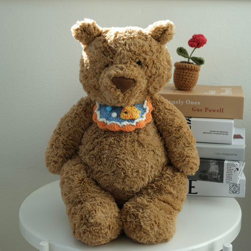 Handmade Crochet Pet & Plush Doll Collar | Knitted Bandana Bib Accessory