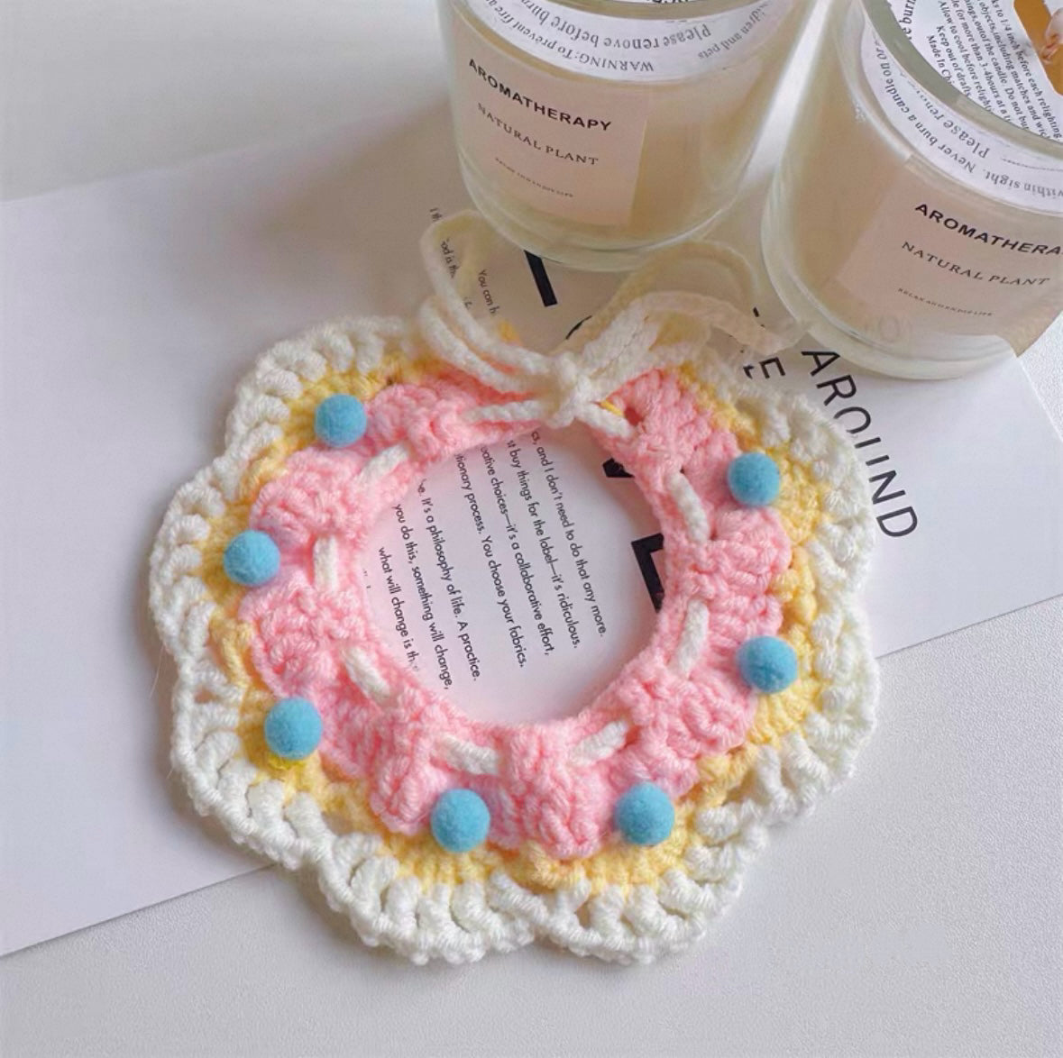 Handmade Crochet Pet Collar: Berry Sprinkles