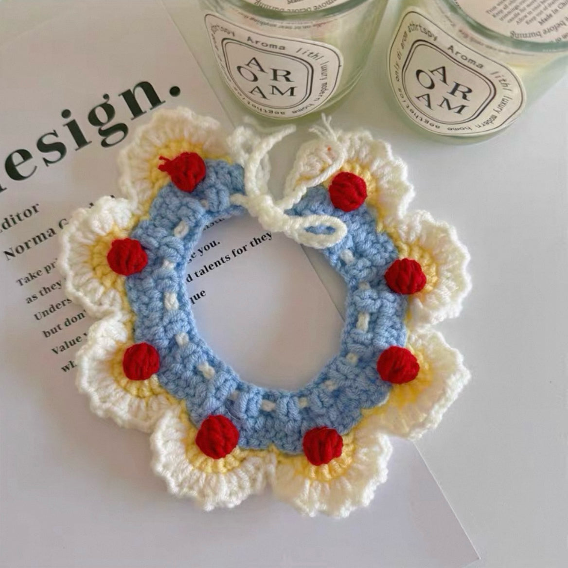 Handmade Crochet Pet Collar: Snow White
