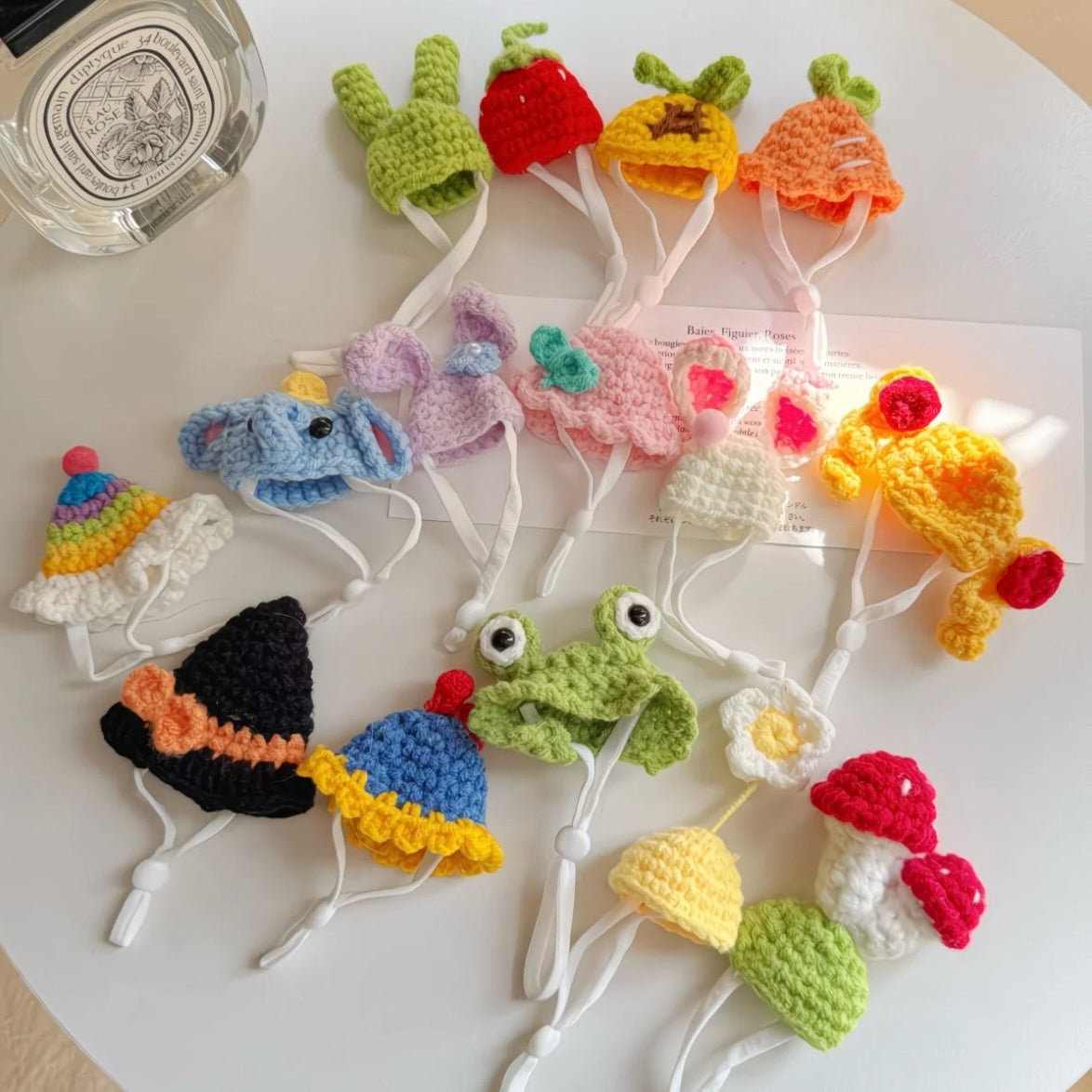 Handmade Crochet Pet Mini Hats —— for Parrots, Hamsters, Guinea Pigs, and Small Animals