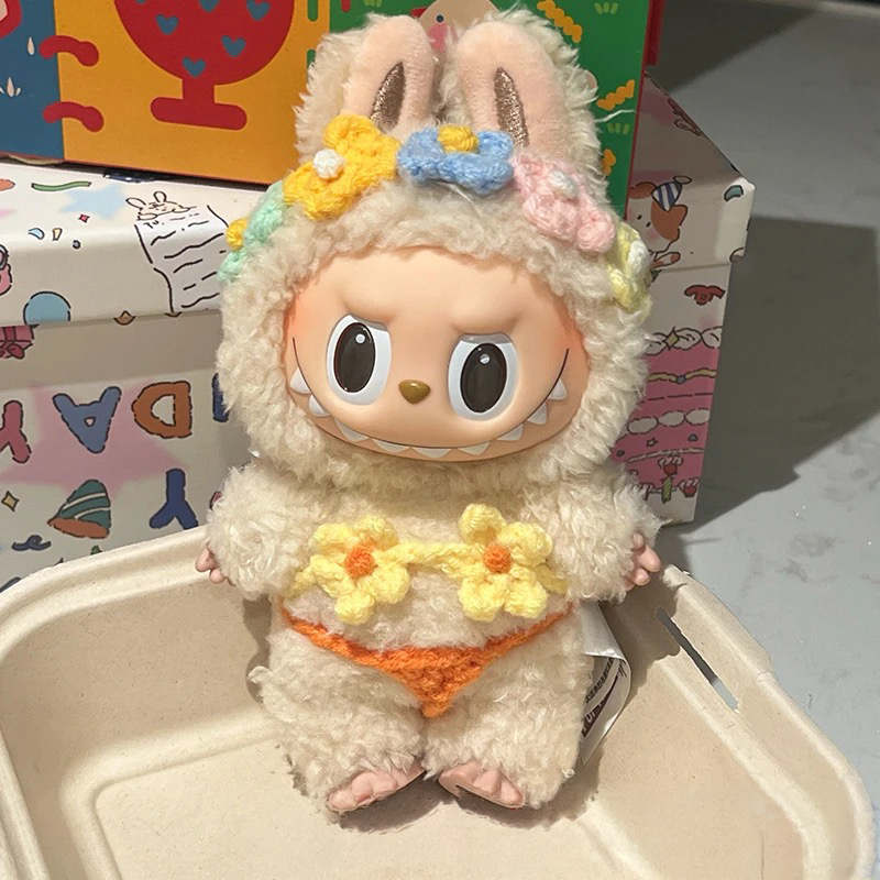 Handmade Crochet Flower Bikini Set for Labubu/Plush Dolls