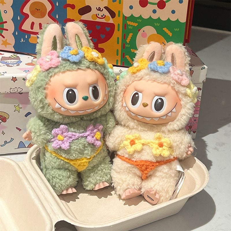 Handmade Crochet Flower Bikini Set for Labubu/Plush Dolls