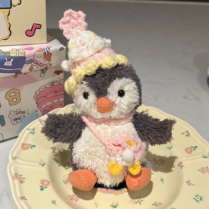 Handmade Crochet Plush Doll Accessory Set | Knitted Beanie & Mini Bag