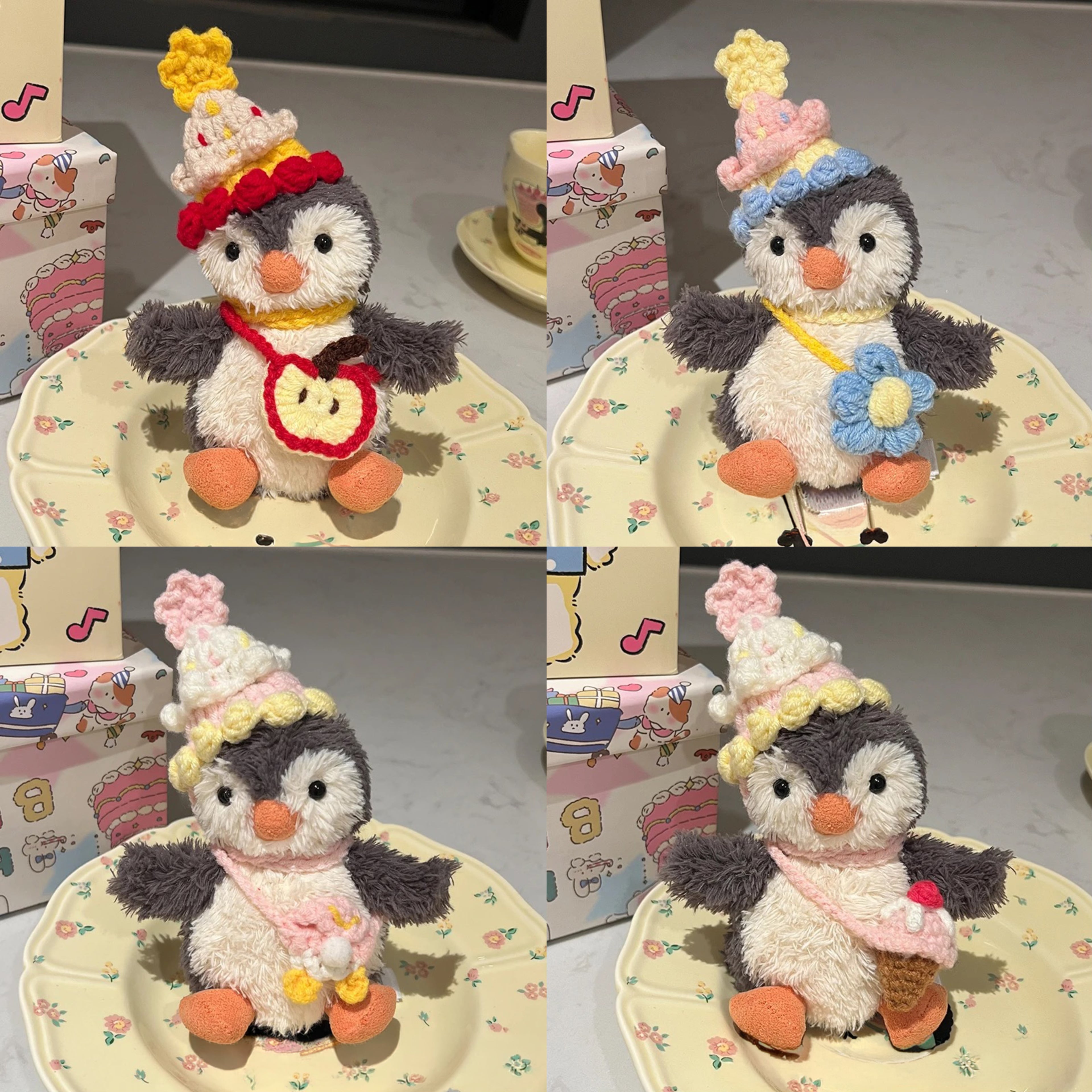 Handmade Crochet Plush Doll Accessory Set | Knitted Beanie & Mini Bag